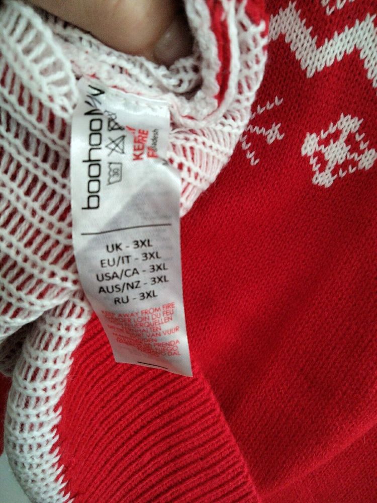 Boohoo Man Christmas Jumper Size 3xl Long Sleeved Red Rain deer - Picture 7 of 7